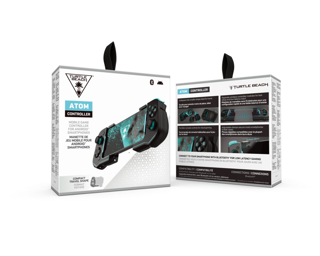 Turtle Beach Atom Controller Teal Package Render 3D Global Front Back View